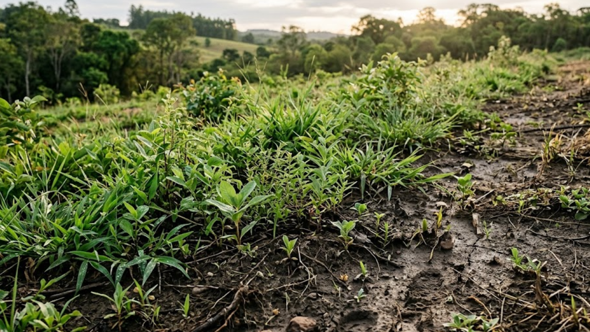 Hidrossemeadura da Agrega Verde promovendo crescimento de vegetação em solo degradado